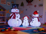 Set of 3 Lighted Snowman Family Christmas Yard Decorations, 60cm 90cm 120cm Pre-lit Pull Up Snowman 12090864