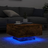 Coffee Table with LED Lights Smoked Oak 55x55x31 cm 836578