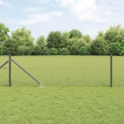 Fence with Posts Grey 0.6 x 100 m PVC-coated steel 3353299