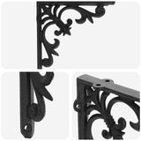 Wall Shelf Brackets 12 pcs Black 14.5 x 14.5 x 3 cm Steel 42038836