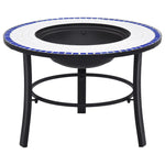 Mosaic Fire Pit Blue and White 68cm Ceramic 46720
