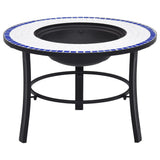 Mosaic Fire Pit Blue and White 68cm Ceramic 46720