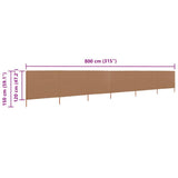 6-panel Wind Screen Fabric 800x120 cm Taupe 47177