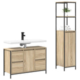 Bathroom Furniture Set with Drawer 2 pcs Sonoma Oak and Black 3328375