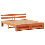Bed Frame with Headboard Wax Brown 180 x 200 cm Solid Pine Wood 3382267