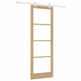 Sliding Door Natural 83 x 232 cm Solid Pine Wood and Glass 3332225