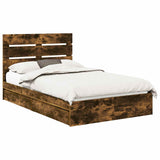 Storage Bed with Drawer Smoked Oak 120 x 190 cm Engineered Wood 3411916
