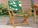 Garden Chairs 2 pcs Leaf Pattern Solid Wood Acacia and Fabric 367673