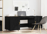 Desk with Shelf Black oak 140 x 50 x 75 cm Engineered wood 879524