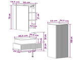 Bathroom Cabinet Set 4 pcs Concrete Grey 50 x 14.5 x 70 cm 3407386