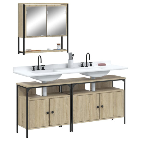 ZNTS 3 Piece Bathroom Furniture Set Sonoma Oak Engineered Wood 3214666