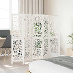 Room Divider 5 Panels White Solid Wood Paulownia 358741