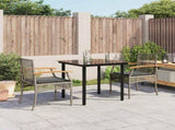 3 Piece Garden Dining Set with Cushions Grey Poly Rattan 3213617