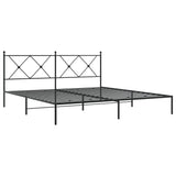 Metal Bed Frame without Mattress with Headboard Black 183x213cm 376507