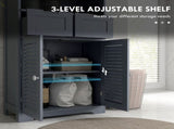 Three-Part Bathroom Storage Unit, with Shelf, Drawers & Cupboard - Grey T3398P344537