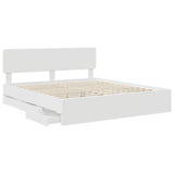 Bed Frame with Drawer White 200 x 200 cm Engineered Wood 3412150