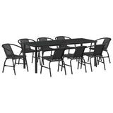 Garden Dining Set 9 pcs Black Powder-Coated Steel 3379386