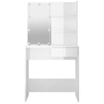 Dressing Table with LED High Gloss White 74.5x40x141 cm 808807