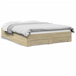 Bed Frame with Drawers without Mattress Sonoma Oak 150x200 cm King Size 3280379