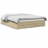 Bed Frame with Drawers without Mattress Sonoma Oak 150x200 cm King Size 3280379