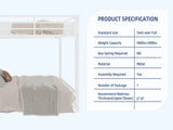 White metal bunk bed for both adults and children, with safety railing and ladder, mattress size W3987P434168