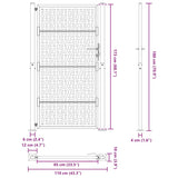 Garden Gate Black 100x175 cm Steel Cross Design 4101002