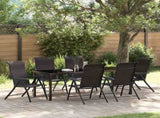 Garden Dining Set 7 pcs Black Coffee Powder-Coated Steel 3379273