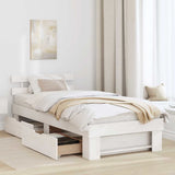 Bed Frame with Headboard White 90 x 190 cm Solid Pine Wood 872549