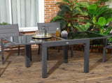 Extending Garden Table, Outdoor Dining Table with Aluminium Frame and Tempered Glass Tabletop, T3398P314776