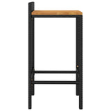 Bar Stools 2 pcs Black Poly Rattan and Solid Wood Acacia 362602