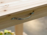 Garden Potting Bench Table, Wooden Work Station, Outdoor Planting Workbench with 2 Wheels, Sink, T3398P315858