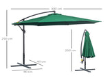 3m Banana Hanging Parasol Umbrella Green T3398P317746