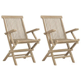 Folding Chairs 2 pcs Grey 56x61x89 cm Solid Wood Teak 362764