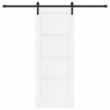 Sliding Door 78 x 202 cm Engineered Wood White and Black 3449978