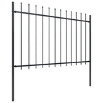 ZNTS Garden Fence with Spear Top Steel 6.8x1.2 m Black 277623