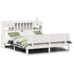 ZNTS Bookcase Bed without Mattress White 200x200cm Solid Wood Pine 3322701