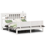ZNTS Bookcase Bed without Mattress White 200x200cm Solid Wood Pine 3322701