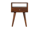 Solid Wood Mini Chestnut Bedside, 1 Drawer and Open Shelf, Dark Brown B2743P402928