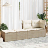 2 Piece Garden Sofa Set with Cushions Beige Poly Rattan Acacia 3328661