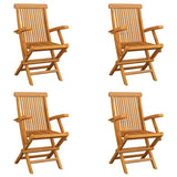 ZNTS Folding Garden Chairs 4 pcs Solid Teak Wood 3065528