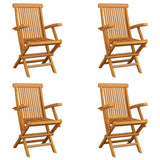 Garden Chair Set of 4 Teak Solid Teak Wood Standard Foldable 3065528