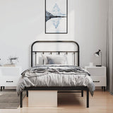 Bed Frame Black Powder-Coated Steel 100x200 cm Bed Frame 352573