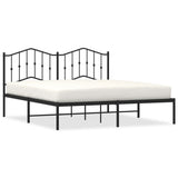 Metal Bed Frame without Mattress with Headboard Black 160x200cm 373792