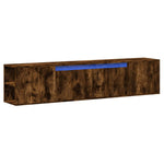 TV Wall Cabinet with LED Smoked Oak 180x31x39.5 cm 3307958
