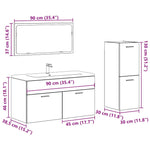 ZNTS 3 Piece Bathroom Furniture Set Old Wood Engineered Wood 3328593