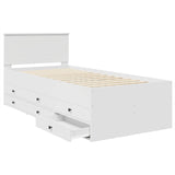 Daybed with Drawer White and Black 100 x 200 cm Engineered Wood 3408515