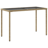 Garden Table with Glass Top Beige 115x54x74 cm Poly Rattan 365075