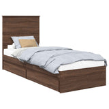 Storage Bed with Drawer Brown Oak 75 x 190 cm Engineered Wood 3411263