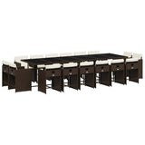 17 Piece Garden Dining Set with Cushions Brown Poly Rattan 3211245