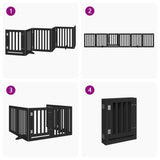 Dog Gate with Door Foldable 6 Panels Black 300 cm Poplar Wood 352253